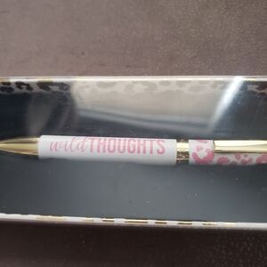 Graphique Pink "Wild Thoughts" Cheetah Print Pen W/ Gold Accents
